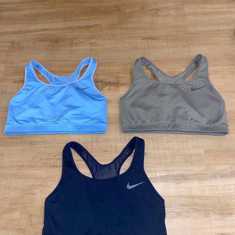 Nike Women's Sports Bra Trio - Light Blue, Gray, and Navy